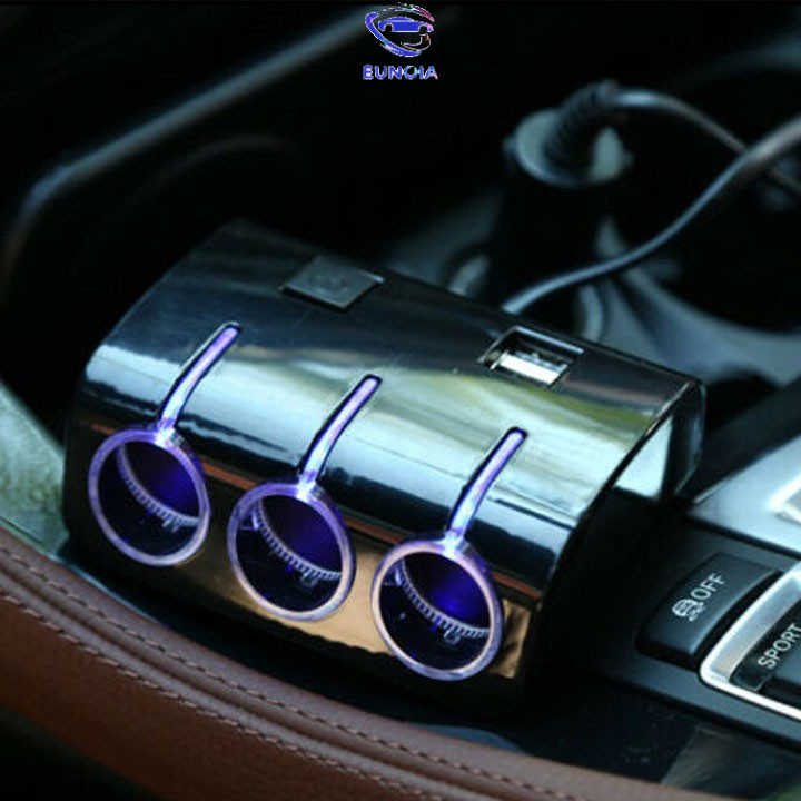 Bộ Tẩu Chia Sạc Oto - Chia 3 Cổng Tẩu Và 2 Cổng USB