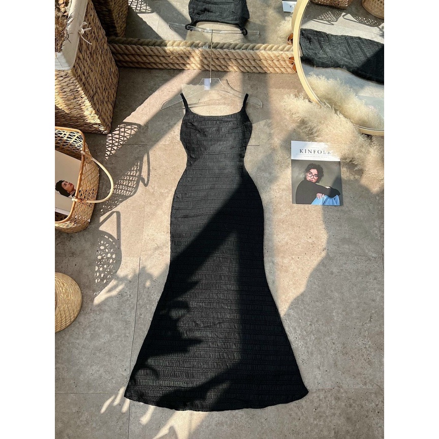 Đầm 2 dây ôm body maxi dài kiểu đuôi cá hở lưng cực sexy , chất thun  gân mềm mịn | BigBuy360 - bigbuy360.vn