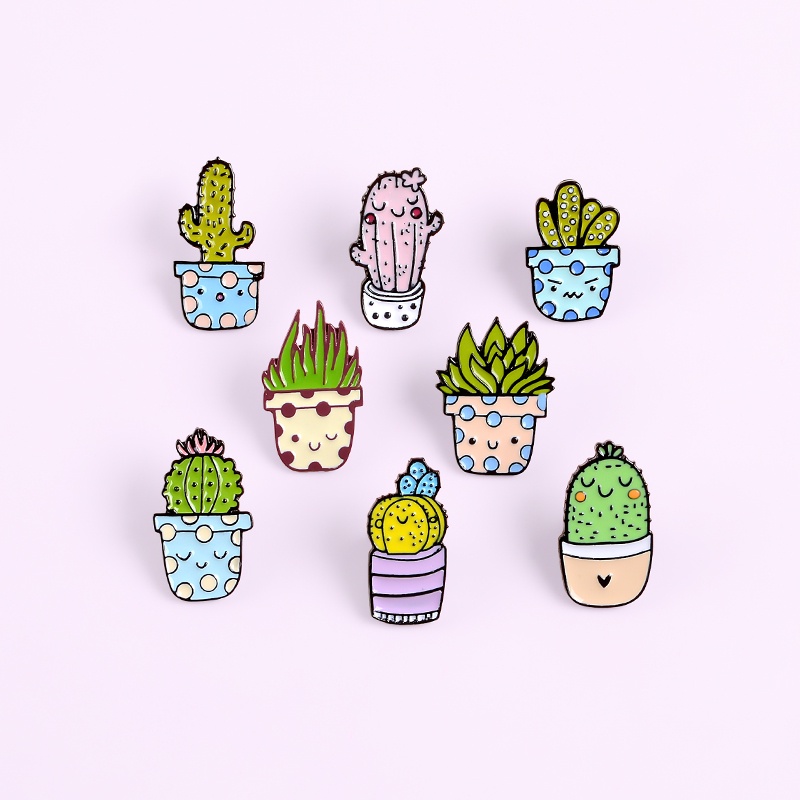 Ghim Cài Áo Hình Cây Xương Rồng Mặt Cười Dễ Thương