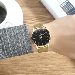 [CHÍNH HÃNG] Đồng Hồ Nam SUNRISE Dây Kim Loại Mặt Đen SRWATCH SG2088.1401RNT RENATA