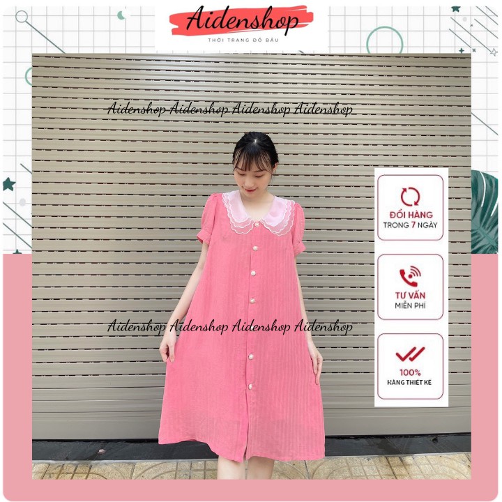 Váy bầu đẹp thời trang Aidenshop công sở mặc sau sinh chất lụa hàn 2 lớp