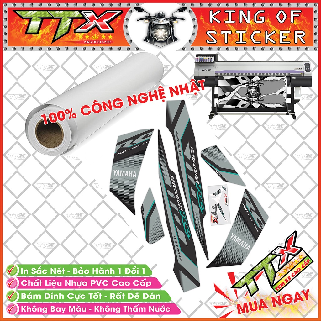 Tem xe sirius rc 110 , Team phụ kiện sirius màu đen xám xi chỉ xanh bao đẹp , Shop TTX Tem rời sirius mã (S0015/A6)