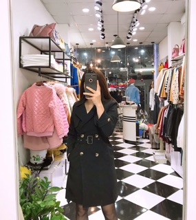 Áo mangto dáng dài kaki