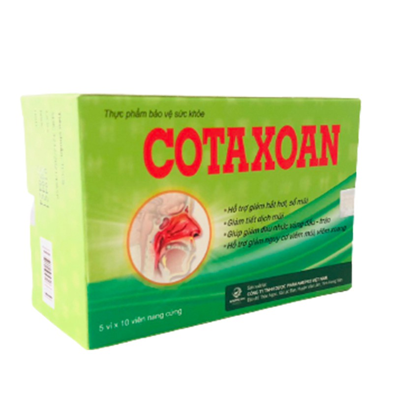 Viên nang COTAXOAN, COTA XOANG hỗ trợ mũi dị ứng, xoang, nghẹt mũi, khó thở nam nữ hộp 50v - Trung Đông Pharmacy