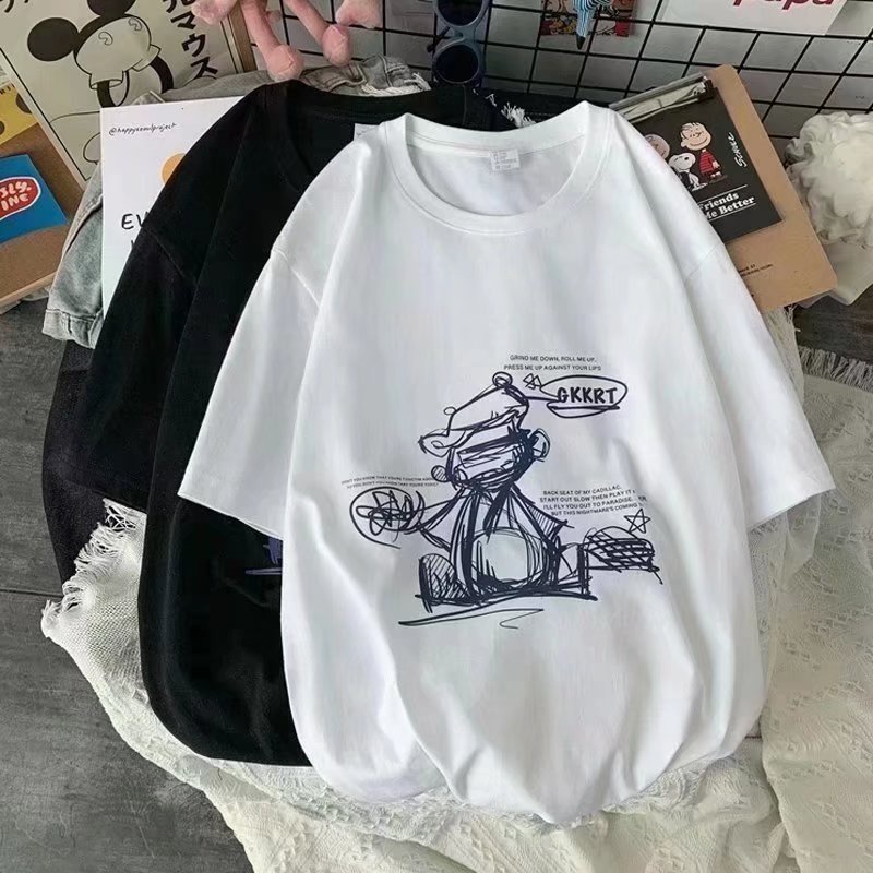 Áo Thun Nam Dáng Rộng In Chữ Phong Cách Hàn Quốc Thời Trang Mùa Hè Thoải Mái Cỡ M-8XL