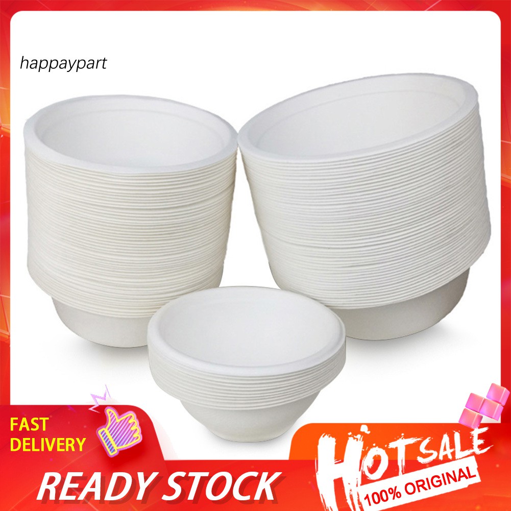 Set 50 bát ăn bằng giấy phân hủy sinh học dùng một lần thân thiện với môi trường
