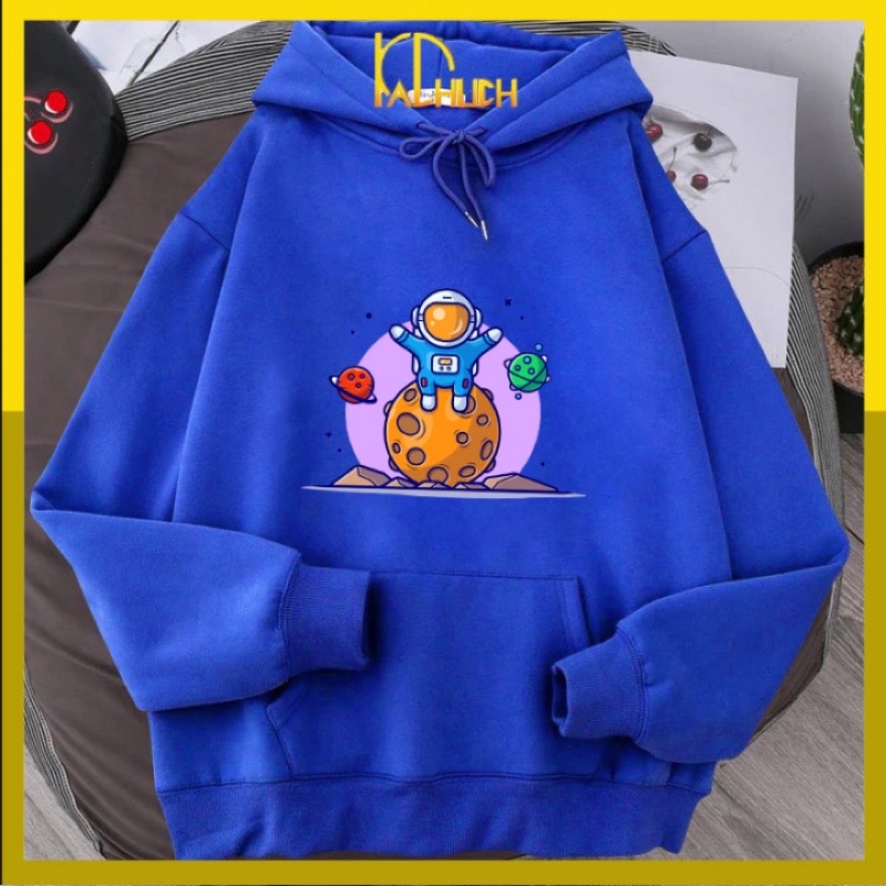 Áo hoodie unisex in phi hành gia Ms03,size từ 40-70kg vải nỉ mềm mịn thích hợp mặc áo cặp nam nữ