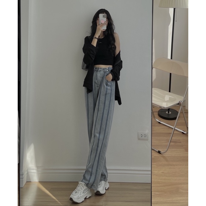 Jeans suông sọc dọc 3555