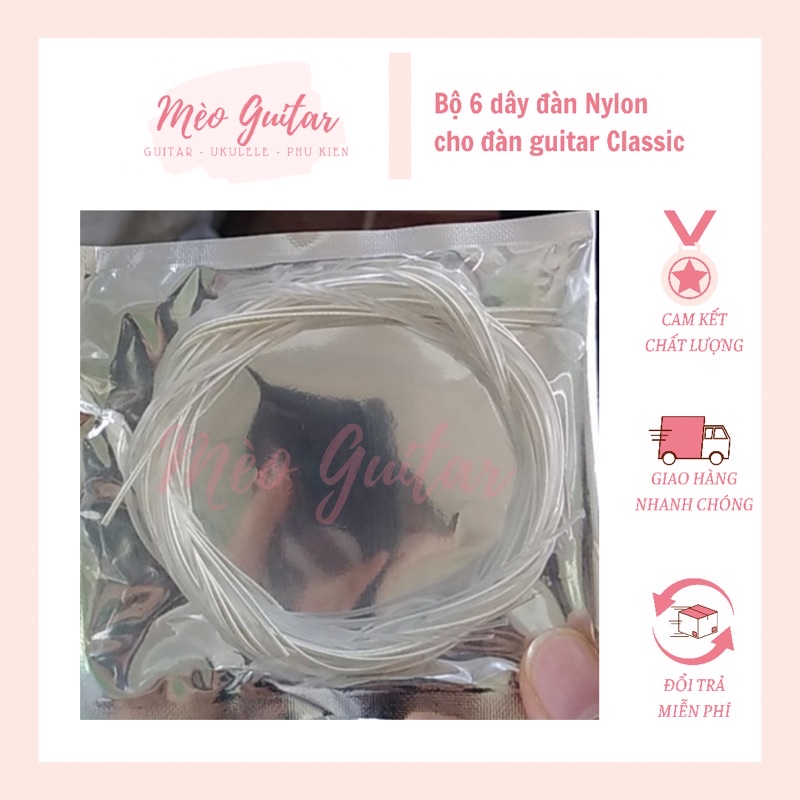 Bộ 6 dây đàn guitar classic chuyên lắp cho các xưởng giá rẻ chất lượng | dây đàn Nylon | dây đàn cho Guitar Classic