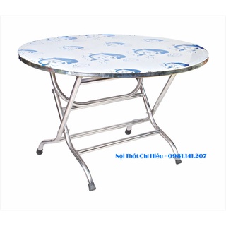 Bàn tròn inox 201 rộng 1m2 chân cao mẫu mới - Nội Thất Chí Hiếu