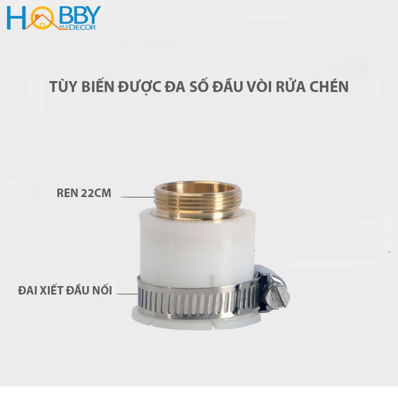 Đầu nối ren đồng và cao su non hỗ trợ gắn đầu vòi tăng áp HOBBY HOME DECOR đầu nối và cao su non