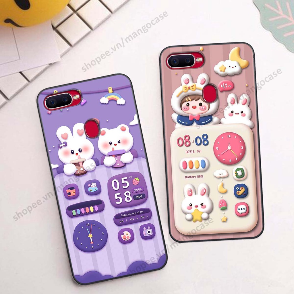 Ốp lưng Oppo A5s / A7 / F9 / A12 hình gấu, thỏ, đồng hồ cute dễ thương