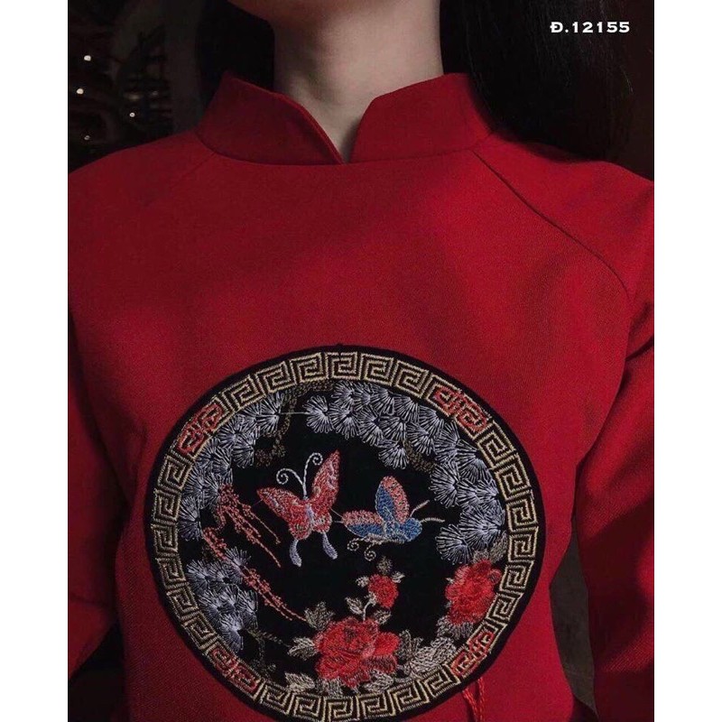 [có ảnh sàn]Đầm tết đầm nữ thiết kế thêu bướm cực xinh chất vải mịn đẹp mã[TẾT THÊU] | BigBuy360 - bigbuy360.vn