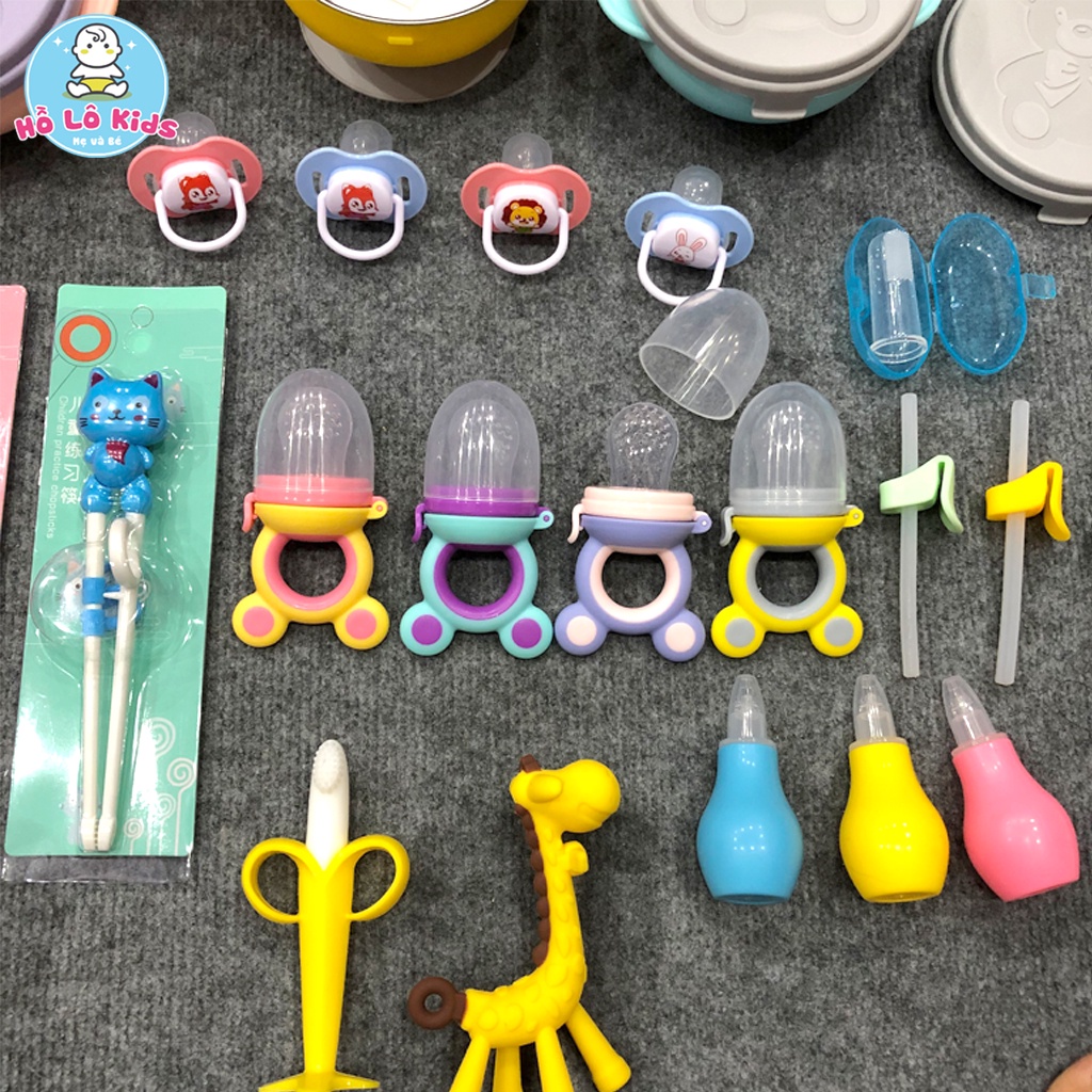 Túi nhai ăn dặm cho bé, túi tập nhai chống hóc có nắp đậy vệ sinh Hồ Lô Kids
