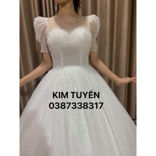 Áo cưới mặc  tiệc phủ  kim sa