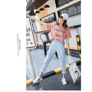 Jeans boyfriend cạp chun