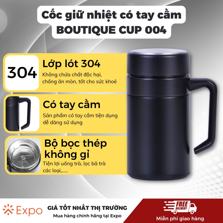 CỐC GIỮ NHIỆT HOT & COOL 2 LỚP CHỐNG RỈ CÓ TAY CẦM TIỆN LỢI CHO DÂN VĂN PHÒNG, HỌC SINH