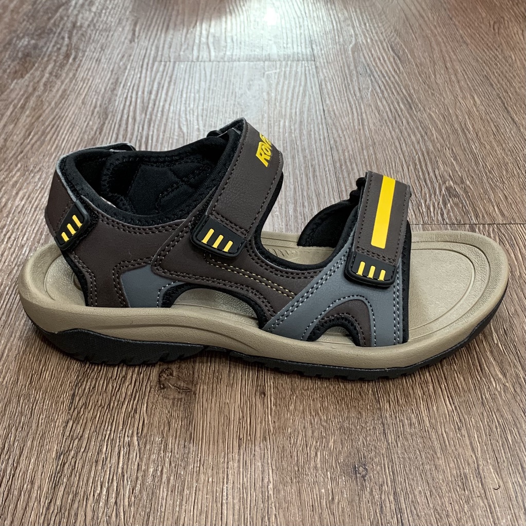 Sandal Rova Nam Quai Da Dán Xé Đế Cao Su Êm Chân - Xám