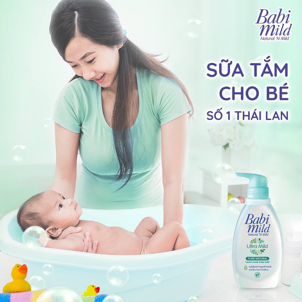 Sữa Tắm Gội Toàn Thân Hương Hoa Anh Đào, Hương Tự Nhiên Cho Bé Babi Mild White Sakura (850ml ,400ml ,200ml)