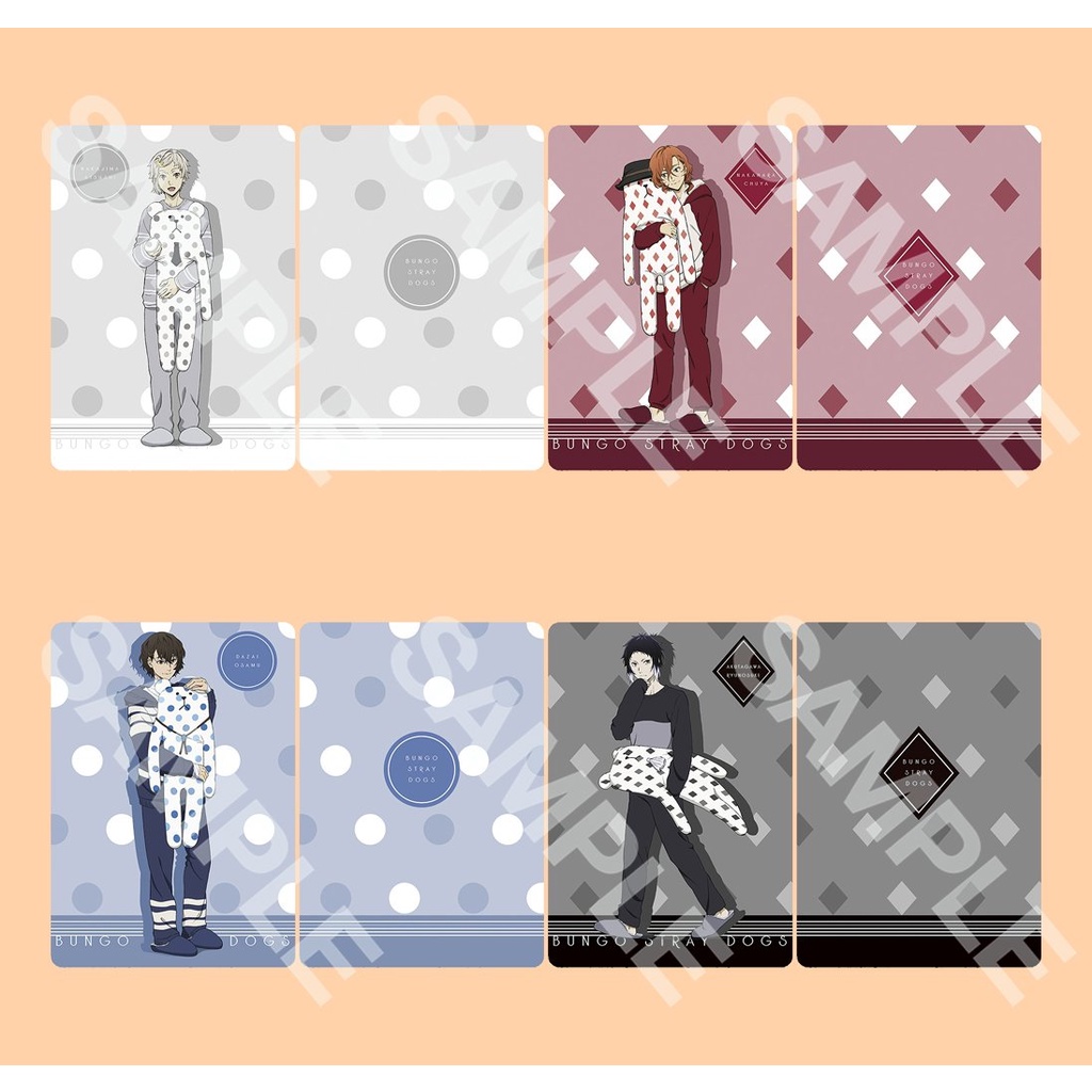 Ảnh card bo góc in hình BUNGOU STRAY DOYS ver PYJAMA Văn Hào Lưu Lạc thẻ bo viền 5*8cm anime chibi sưu tầm