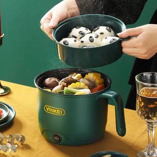Nồi Điện Mini Hai Tầng Đa Năng Tặng Kèm Khay Hấp có thể Chiên, Xào, Nấu ăn, nấu cơm, nấu lẩu mini 18 cm