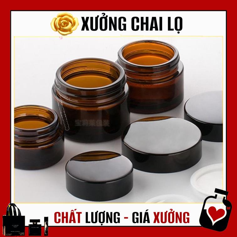 Hủ Đựng Kem ❤ TOP GIÁ RẺ ❤ Hũ Chiết Kem Thủy Tinh Nâu 15g đựng mỹ phẩm , phụ kiện du lịch