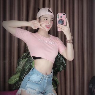 Áo thun kiểu croptop thêu chữ