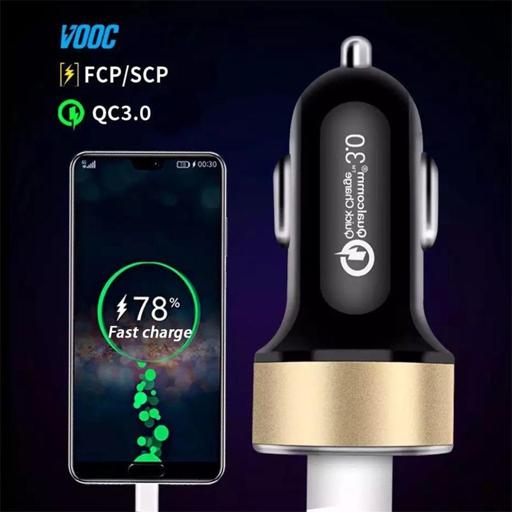 Cục Sạc Nhanh 2 Cổng USB QC3.0 Thông Dụng Cho Xe Hơi