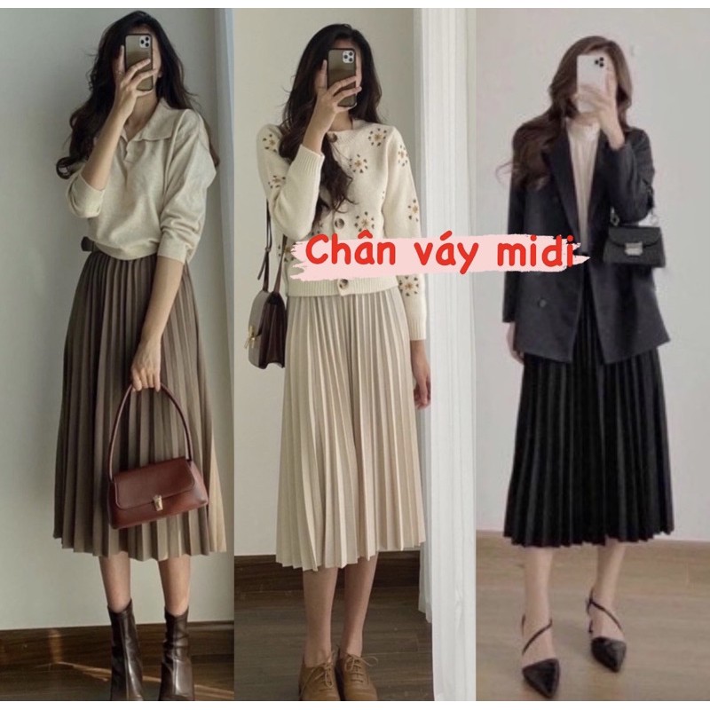 Chân váy midi nhiều màu