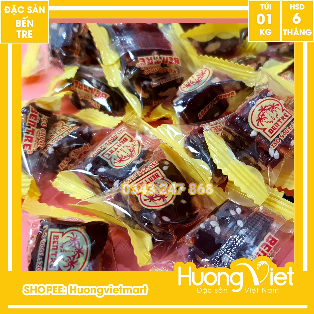 1KG Kẹo chuối tươi thơm ngon Bến Tre thương hiệu Hai Tỏ, đặc sản Bến Tre [ 5 TÚI 200G ]