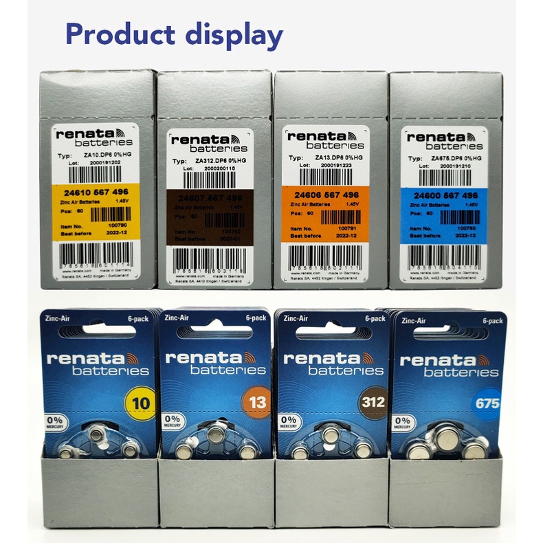 Pin Máy Trợ Thính RENATA Thụy Sỹ PR41-312 Chính Hãng Vỉ 6 Viên