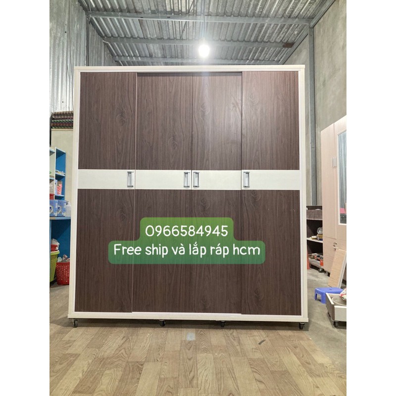 Tủ nhựa đài loan 4 cánh lùa cao 1m85x 1m65 miễn ship và lắp ráp hcm