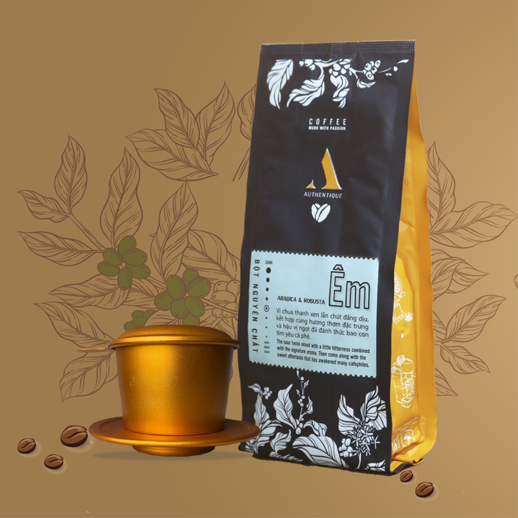 Cà phê ÊM 250gr - Robusta &amp; Arabica - Rang xay nguyên chất - Chua thanh, hậu vị ngọt | Authentique Coffee