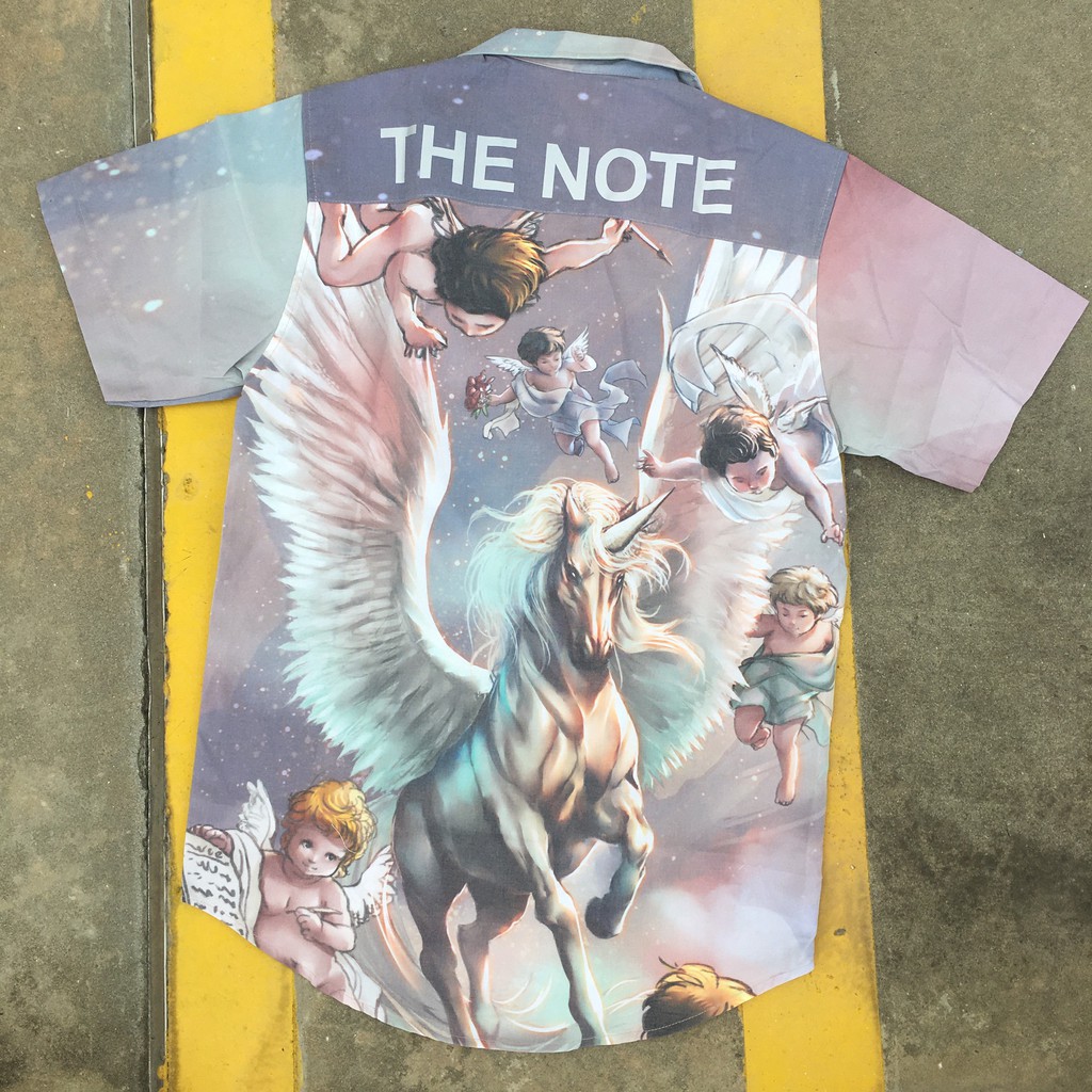 Áo sơ mi unisex họa tiết THE NOTE vải Ford thoáng mát, thấm hút - PINK ANGELS SHIRT | BigBuy360 - bigbuy360.vn