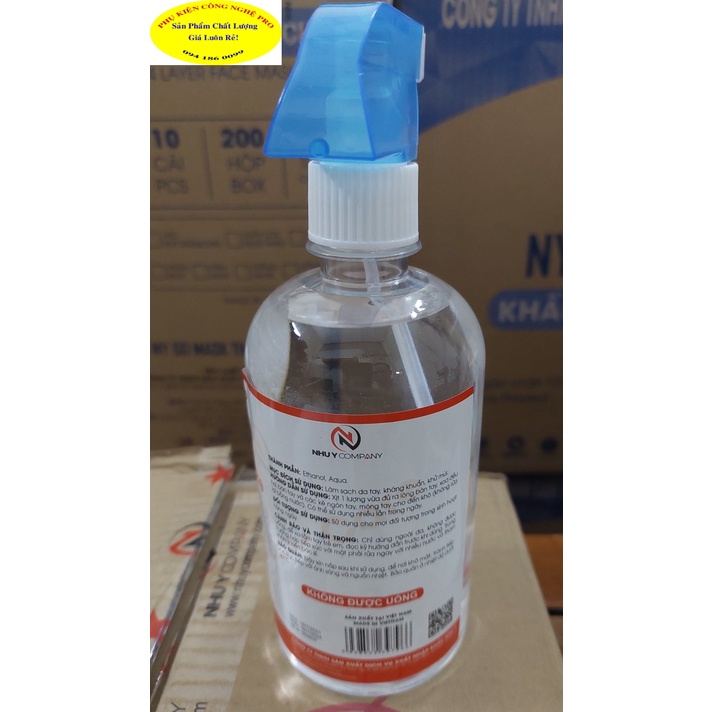 CỒN 90 ĐỘ NY Super Care Chai 500ml Có vòi xịt Làm sạch da tay Kháng khuẩn Khử mùi Bảo vệ sức khỏe Sx tại cty Như Ý