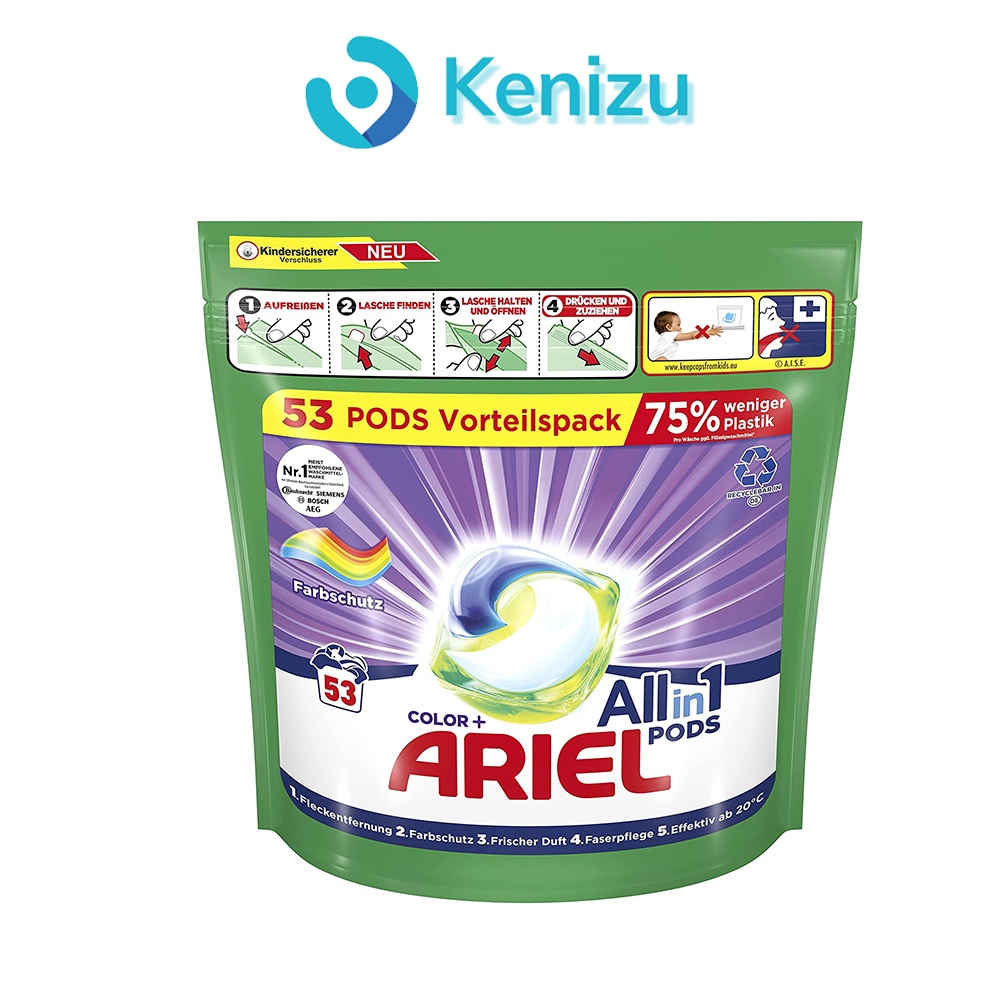 Viên giặt tổng hợp Ariel All in 1 - Gói 53 viên - Hàng Đức chính hãng