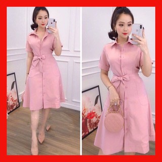 Đầm voan lụa cổ sơ mi cực hot, giá cực rẻ dành cho chị em đây ạ