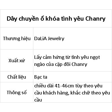 Dây chuyền khóa tình yêu Chanry bạc ta khắc chữ theo yêu cầu nhà DaLiA Jewelry