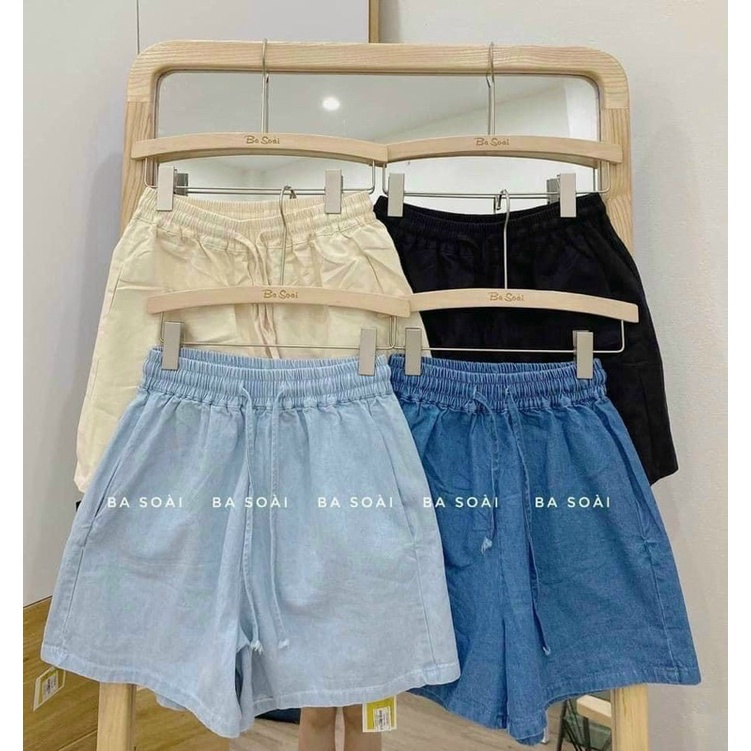 Quần short jean cạp chun ống rộng KH104, quần sooc bò chữ a dáng ullzang cho nữ