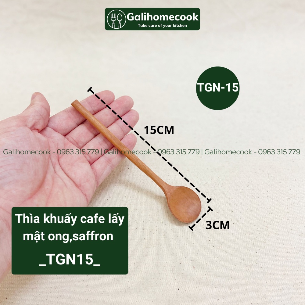 Thìa muỗng gỗ cán dài, khuấy sinh tố, lấy saffron, múc mật ong gỗ nhãn xuất Nhật | Galihomecook