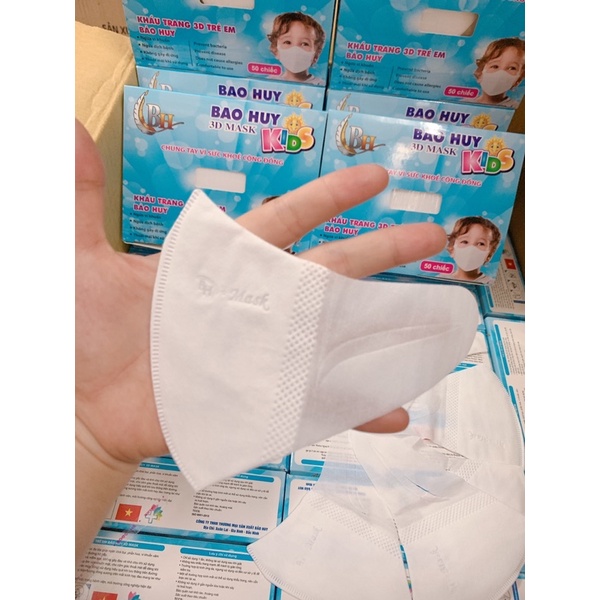 (Hộp 50c) khẩu trang 3d Mask Bảo Huy; Duy Khánh cho bé, kháng khuẩn, dễ thở, không đau tai. Mẫu vỏ hộp mới.