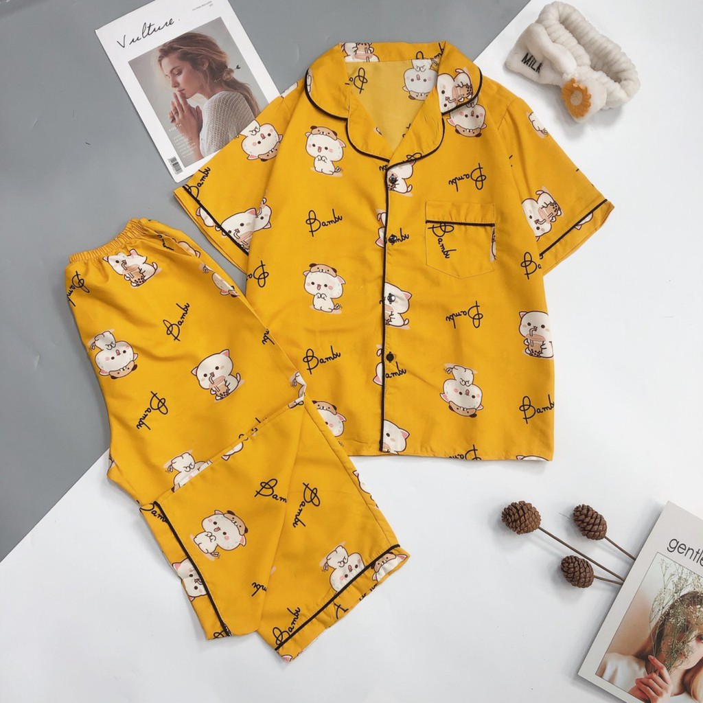 [Mã FAMARAL2 giảm 10K đơn 50K] Bộ đồ ngủ nữ pijama lửng bộ mặc nhà chất kate thái thoải mái dễ thương giá rẻ Hanz.vn H24