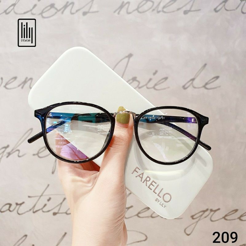 Gọng kính Lily mắt tròn màu đen bóng