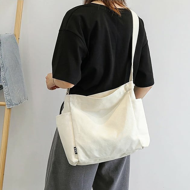 Túi đeo chéo vải canvas 3 gang kiểu dáng basic giá rẻ cho sinh viên