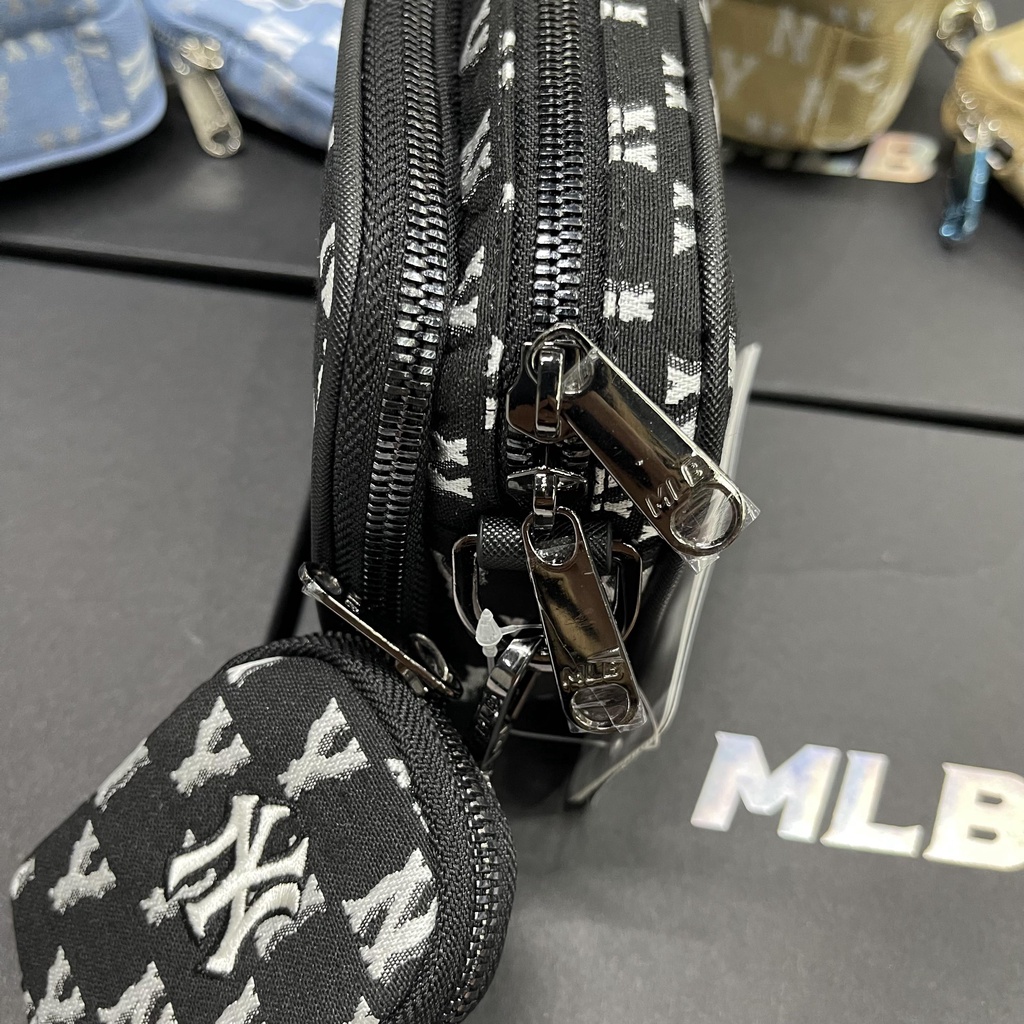 ✅ [ FELIX CHUẨN 1:1] Túi đeo chéo Mini MLB Monogram Jacquard Crossbody Bag New York Yankees - Beige [3ACRS022N 50BGD]