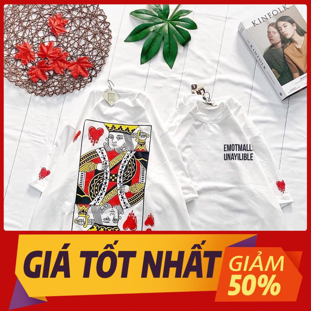 Aó thun tay lỡ unisex in hình lá bài
