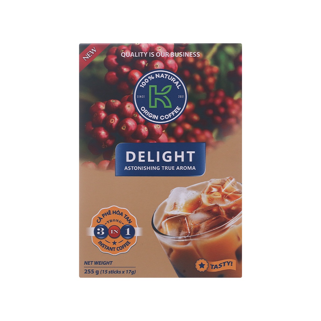 Cà phê hoà tan K Coffee Delight 3 in 1 255g