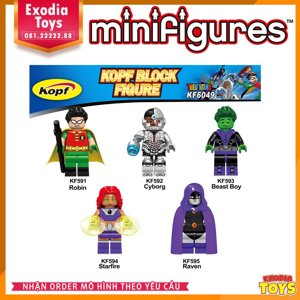 Xếp hình minifigure nhân vật siêu anh hùng Teen Titans - Đồ chơi lắp ghép sáng tạo - KF6049