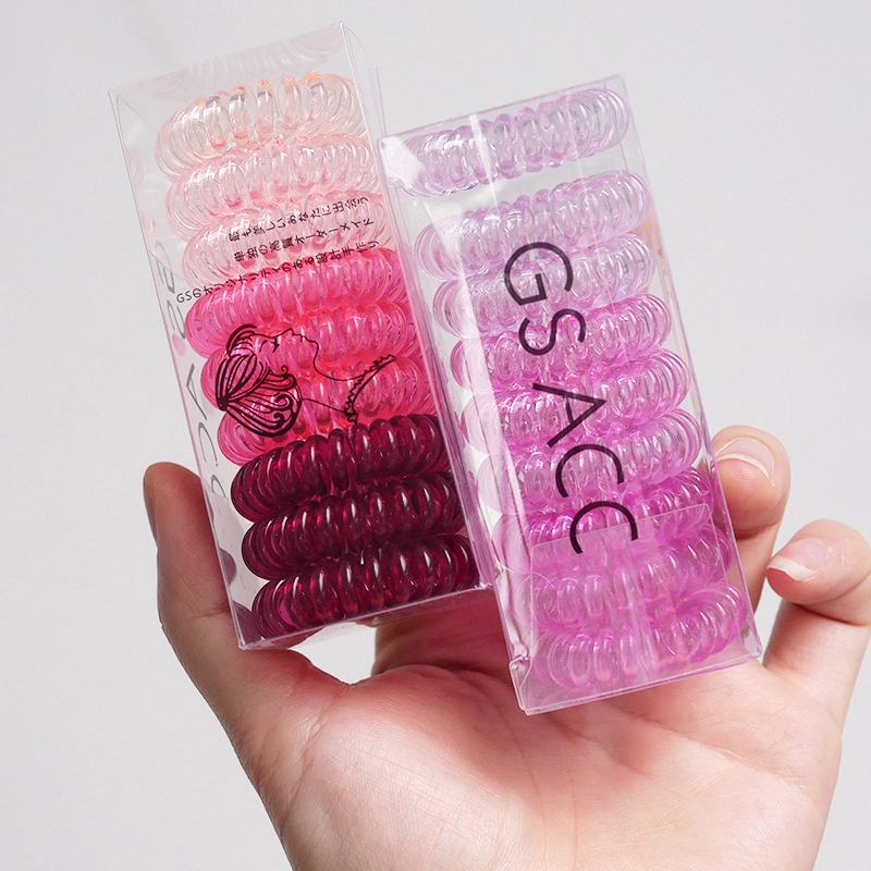 Set 9 Dây Cột Tóc Trong Suốt Co Giãn Màu Gradient Phong Cách Hàn Quốc / Nhật Bản / Không Để Lại Dấu Vết