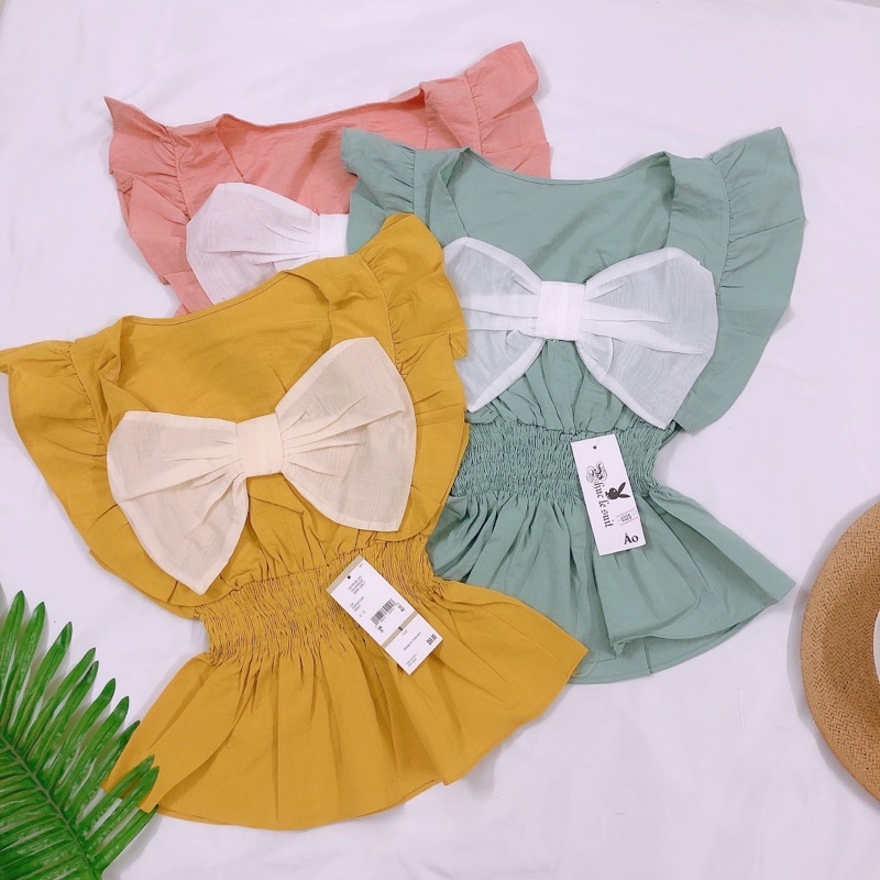 Áo Peplum Tay Tiên Có Nơ Ngực Chất Mát - Jancaroshop